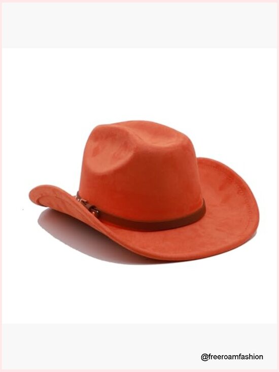 Felt Wide Brim Western Cowboy Hat with Adjustable Buckle Strap for Costume & Felt Wide Brim Cowboy Hat For Men & Women – Western Cowgirl  main image 4